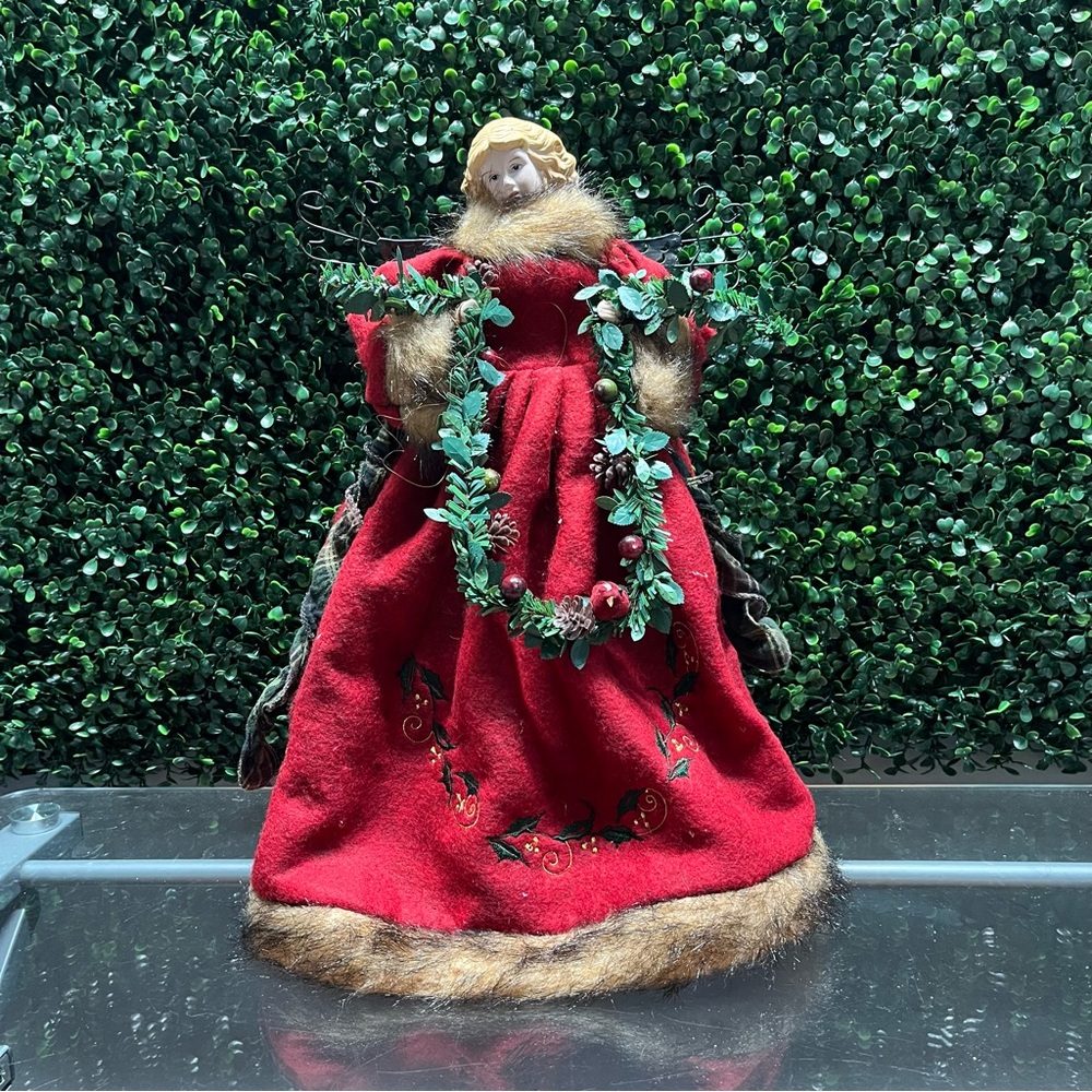 Cracker Barrel Red and Green Holiday Angel Decor